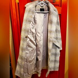Brand new Lucky Brand coat, M, grey and purple plaid